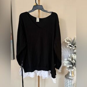 Terra & Sky Black and White Layered Blouse